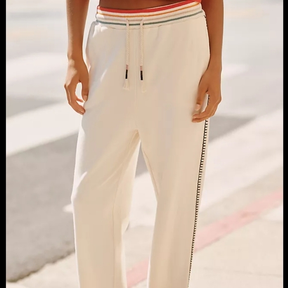 Anthropologie Pants - Spiritual Gangster Hudson Cream And Multi-color Jogger Sweatpants Size Small